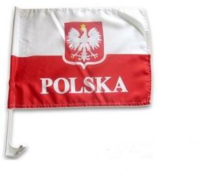 Flaga Polski Samochodowa z Orlem / Poolse vlag met de Eagle voor auto