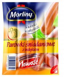 Morliny Parowki sniadaniowe z indykiem / Kalkoen frankfurters