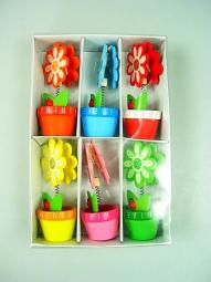 Drewniany Ozdobny spinacz w doniczce z biedronka / Houten decoratieve paperclip in de pot met lieveheersbeestje